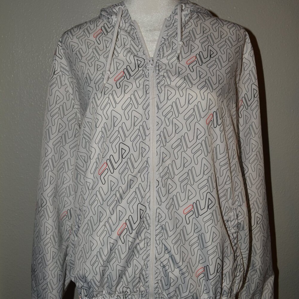 Women's FILA Jacket Windbreaker,  Sz M, Hooded Hoodie, Full Zip